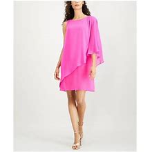Slny $89 Womens New 1038 Pink One Shoulder Tiered Kimono Sleeve Dress 4 B+B