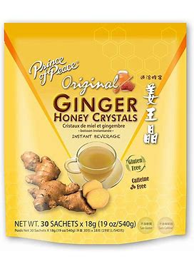 Prince Of Peace Instant Ginger Honey Crystals, 30 Ct Bags - 18 G Sachets, - PACK OF 4