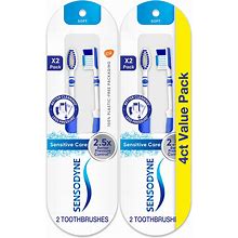 Sensodyne Sensitive Care Soft Toothbrush, Soft Bristle Toothbrush For Adults With Sensitive Teeth - 4 Count