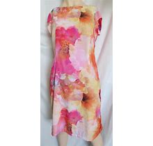 Liz Claiborne Polyester Dress Floral Print Cap Sleeves Size 10
