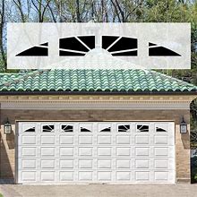 Sanfurney 2 Car Magnetic Garage Door Windows Panes Sunburst Style Pre-Cut Faux Fake Decorative Window Decals, 8 Sections 14.6"X 7.6"
