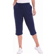 CATALOG CLASSICS Womens Capri Pants With Pockets Elastic Waist Pants For Women