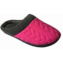 Dearfoams Women's Quilted Fleece Clog Memory Foam Slipper (Medium/7-8 B(M) US, Pink Pinata)