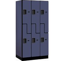 Salsbury 12" Wide Double Tier 'S' Style Designer Wood Locker - 3 Wide - 6 Feet High - 21 Inches Deep - Blue | Salsbury Industries
