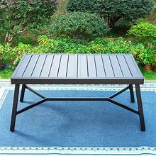 PHI VILLA Expandable Outdoor Dining Table, Adjustable Metal Patio Garden Table For 6-8 Person, Black