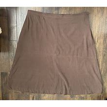 Susan Graver Style Maxi Skirt Size 3X Faux Suede Brown Modest Good