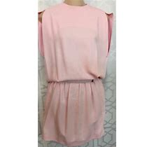 Balenciaga Dress Light Pink Sleeveless Draped Back Belted Size 36 Size