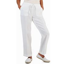 Charter Club Petite 100% Linen Drawstring Pants, Created For Macy's - Bright White