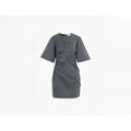 GANNI Ruched Pinstriped Stretch-Jacquard Mini Dress - Women - Anthracite Dresses - DE 40