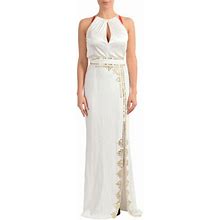 Versace Collection Women's White Embroidered Long Evening Dress Us Xs