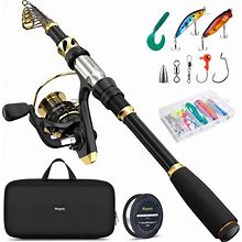 Fishing Rod And Reel Combo Telescopic Pole Set With Fishing Line, Fishing Lures Kit And Carrier Bag For Sea Saltwater Freshwater, 6/7/8/9 Feet
