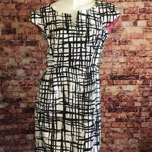 Eliza J Dresses | Eliza J White Black Geometric Sheath Dress Size 6 | Color: Black/White | Size: 6