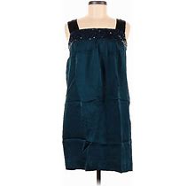 DKNY Cocktail Dress - Shift Square Sleeveless: Teal Print Dresses - Women's Size 6