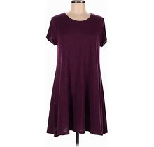 Old Navy Casual Dress - A-Line Scoop Neck Short Sleeves: Burgundy Dresses - Women's Size Medium Petite