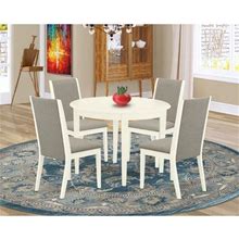 East West Furniture White Boston 5-Piece Wood Dining Set In Linen White/Shitake Size 5