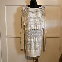 Free People Dresses | Free People White Crochet Sweater Dress Xs | Color: White | Size: Xs