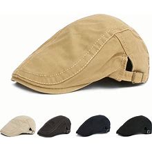 Khaki Vintage 2023 Hat, Men's The Newsboy Hat, Newsboy Retro Trend Fashion Casual And Women's Solid Color Big Brother Beret,Khaki,Must-Have,Temu
