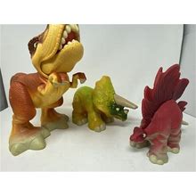 Lot 3 Vintage Playskool Jurassic Park Jr Dinosaur Toy Figures Triceratops T Rex
