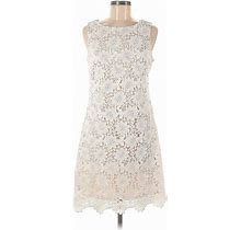 Jessica Howard Casual Dress - A-Line Scoop Neck Sleeveless: Ivory Print Dresses - Women's Size 6