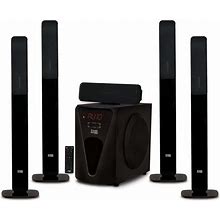Acoustic Audio AAT5005 Bluetooth Tower 5.1 Home Theater Speaker System With Digital Optical Input And 8" Powered Subwoofer