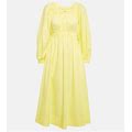 Ulla Johnson, Helena Gathered Cotton Midi Dress, Women, Yellow, US 4, Dresses