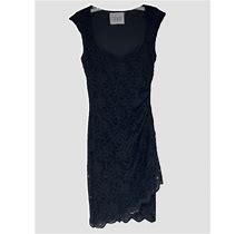 $175 RSVP Women's Black Sleeveless Sweetheart-Neck Lace Sheath Dress Size 5/6