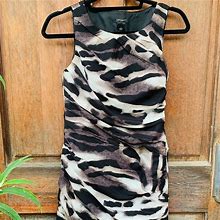 Ann Taylor Dresses | Ann Taylor Animal Print Ruched Draped Sheath Dress | Color: Black | Size: 0