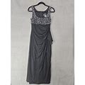 Vintage Alex Evenings Womens Maxi Dress Petite Size 6P Black Metallic