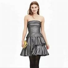 Banana Republic Dresses | Banana Republic Monogram Strapless Metallic Dress | Color: Black/Silver | Size: 2