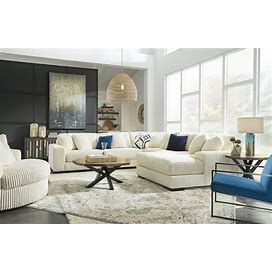 Ashley Lindyn Ivory RAF Chaise Sectional, Light Color/White Contemporary And Modern Sectional Sofas And Couches From Coleman Furniture