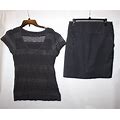 BANANA REPUBLIC Clothing Lot 2: Womens Lace/Lined Top M & Skirt Size 8 Dark Gray