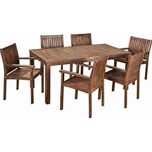 Christopher Knight Home Odin Outdoor 7-Piece Acacia Wood Dining Set, Dark Brown