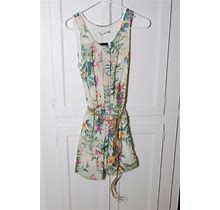 NWT New Women's Tropical Floral Bubble Hem Belted Tank Dress L From Spain