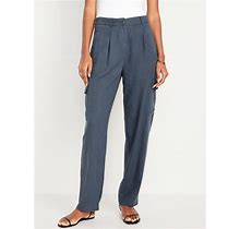 Old Navy High-Waisted Linen-Blend Cargo Straight Pants