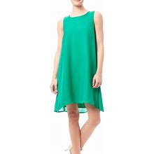 Bb Dakota Dresses | Bb Dakota Women's M Green Shift Dress Sleeveless Keyhole Back Crepe Flowy Size M | Color: Blue/Green | Size: M