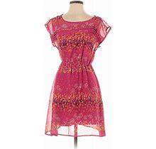 Mossimo Supply Co. Casual Dress - Popover: Pink Floral Motif Dresses - Women's Size X-Small