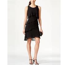 Sl Fashions Tiered Chiffon Dress - Black - Size 12