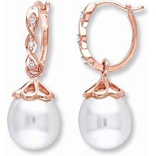 Kay Cultured Pearl Earrings Diamond Accents 10K Rose Gold