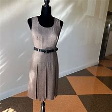 Loft Dresses | Ann Taylor Loft Petitestweed Belted Dress. Preowned | Color: Brown/Cream | Size: 4P