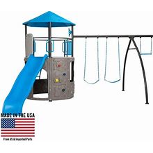 Lifetime Kid's Adventure Tower Swing Set With Slide And Climbing Wall - Blue(91208)
