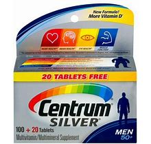 Centrum Silver Men 50+ (100+20 Ct) Multivitamin Multimineral Supplement Tabs+
