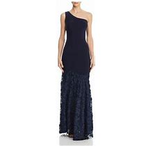 Aqua Dresses Womens Navy Zippered Trumpet Skirt Lined Sleeveless Asymmetrical Neckline Full-Length Evening Gown Dress 0