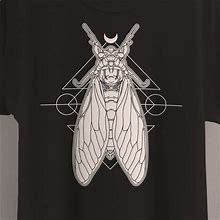Gildan Shirts | Cicada T-Shirt, Entomology, Insect T-Shirt, Gothic Clothing, Nu Goth, Witchy | Color: Black/White | Size: Various