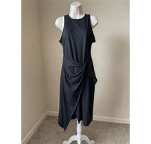 Chelsea28 Womens Black Sleeveless Wrap Front Midi Dress S M