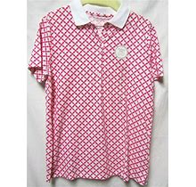 KIM ROGERS Top Shirt Blouse S 4/6 Bust 38 Pink/White Pique Polo NEW Length 25