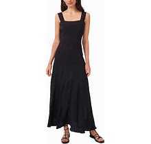 Vince Camuto Women's Smocked Back Challis Tiered Sleeveless Maxi Dress - Rich Black - Size XS