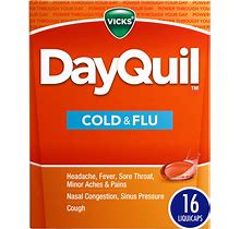 Vicks Dayquil Daytime Cold, Cough & Flu Medicine, Liquicaps - 16 Ct
