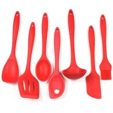 Chef Craft Premium Silicone Kitchen Tool And Utensil Set, 7 Piece, Red