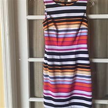 Dress Barn Dresses | Dress Barn Tank Top Shift Striped Dress Size 4 | Color: Orange/Pink | Size: 4