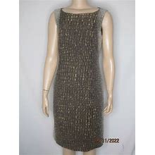 Lafayette 148 Ylrk Gold Brown White Ruched Cocktail Dress 8 Puckered